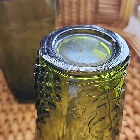 Vintage Set Of 3 Indiana Colony Harvest Grape Green Glasses - Picture 6 of 7